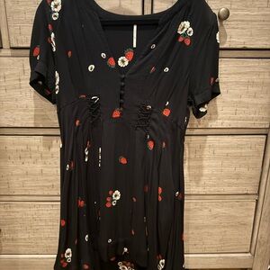 Free People Black Floral Midi Dress